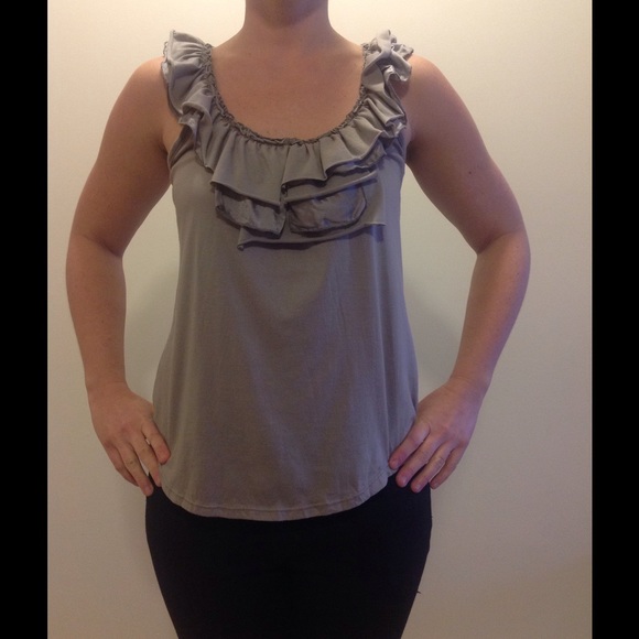 Anthropologie Rufled Gray and Silver Tank. - Picture 1 of 2