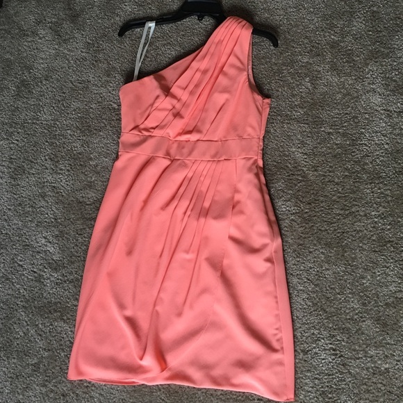 One shoulder chiffon coral Melanee dress