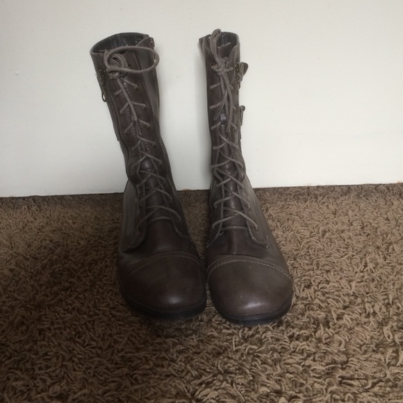 Brown Zip up combat boots