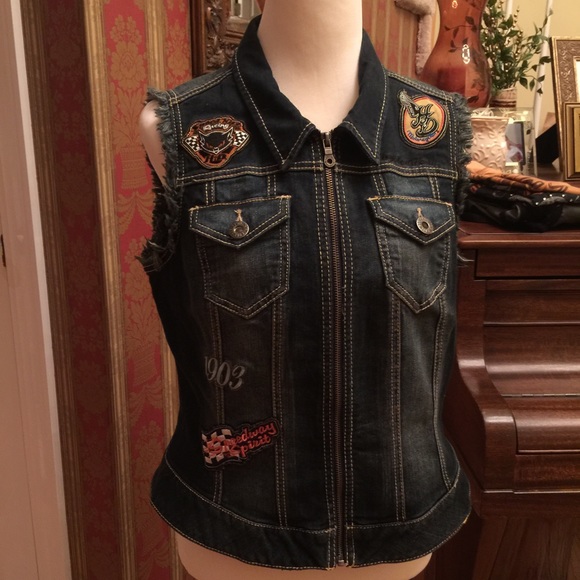 Harley Davidson jean vest size large cute