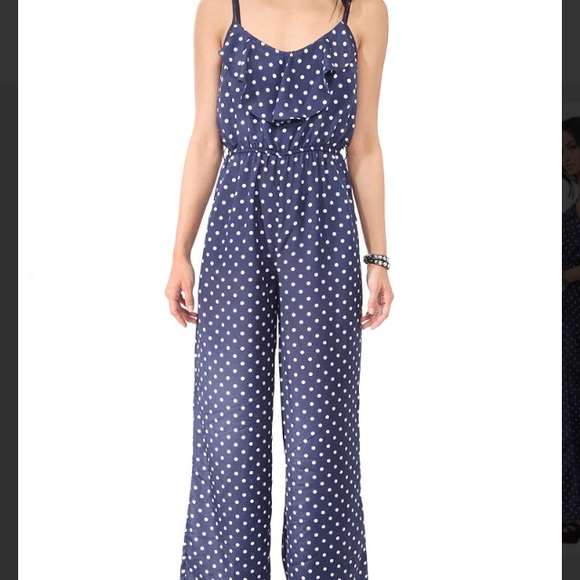 Forever 21 Pants - Blue Ruffled Polka Dot Jumper Forever 21
