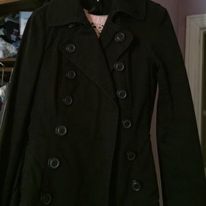 Black denim pea coat