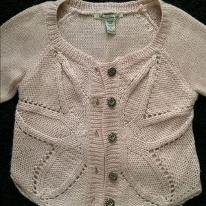 Beige pink cropped sweater cardigan