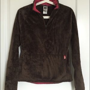 Fuzzy North Face Chocolate Brown Half-Zip