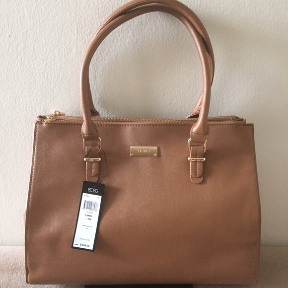 NWT, BCBG Paris Double Top Zip Bag in Camel!