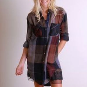free people plaid button down