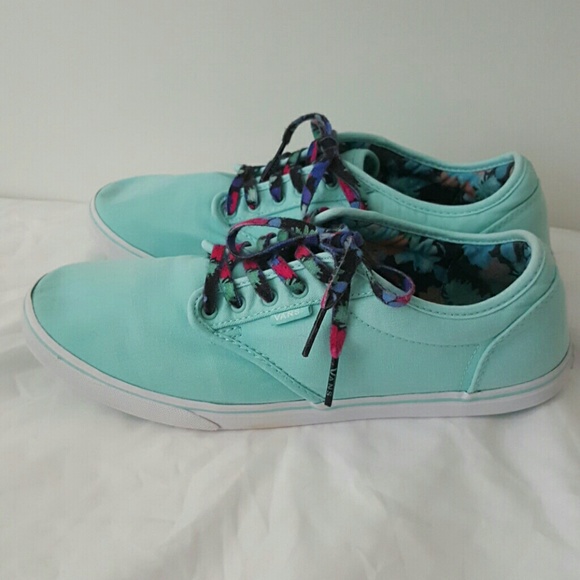 Teal flower laces vans size 11