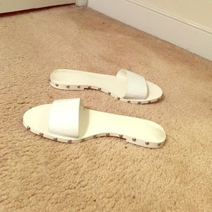 White studded sandals