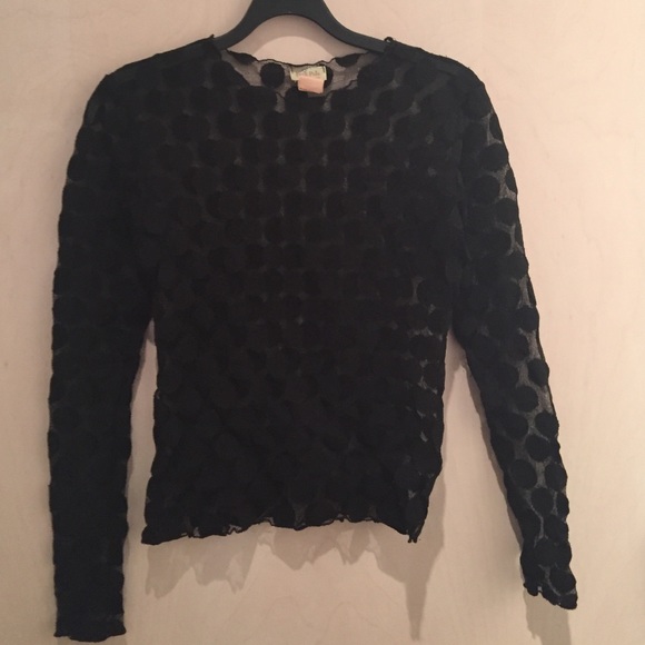 Black see through shirt with polka dots