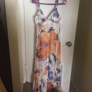 Floral V cut padded maxi dress BCBG generation