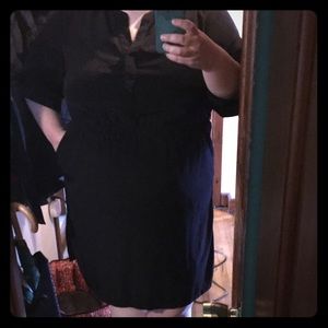 Black Knee Length 3/4-length Sleeve Dress XXL