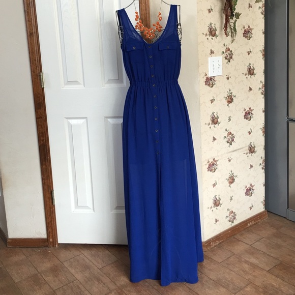 Royal Blue Crepe Maxi Dress