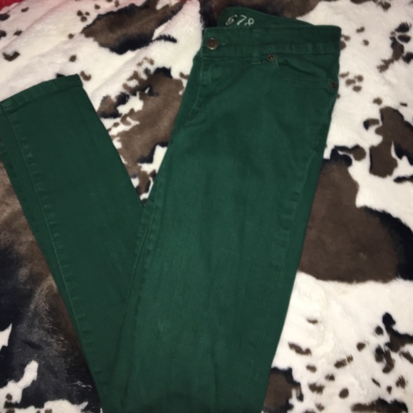 green skinny jeans