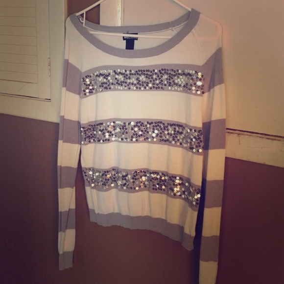 Silver sequin striped top