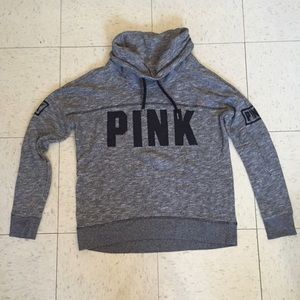 Pink knit sweat shirt in grey