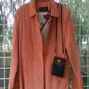 Orange Sherbet Soft Suede Jacket Sz 14p