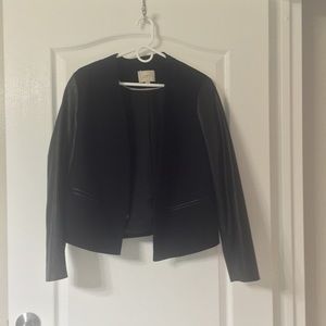 LOFT Vegan Leather Sleeve Open Front Blazer