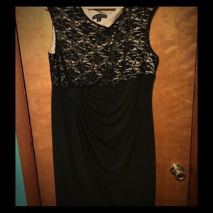 Black Knee Length Dress with Lace Bust 20W