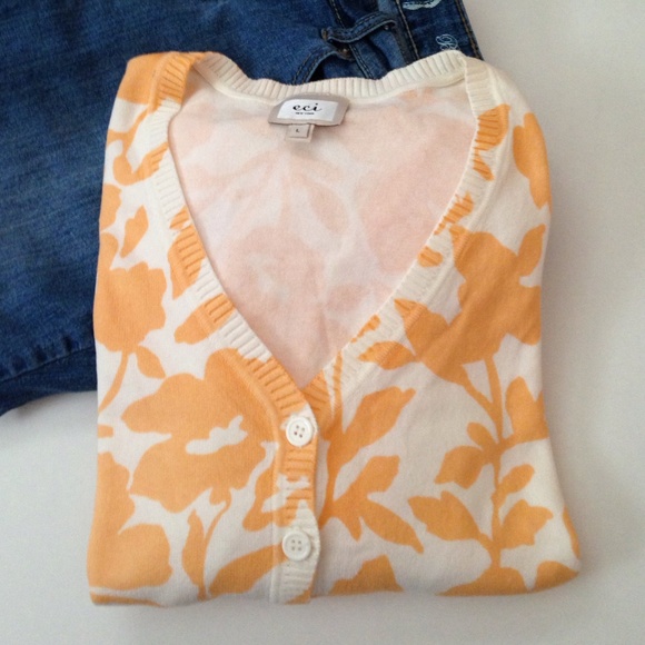 ECI Sweaters - Peach floral Cardigan