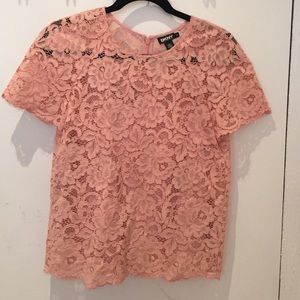 DKNY pink lace short sleeve top