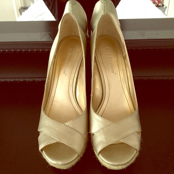 BCBGeneration Gold Espadrille Wedges