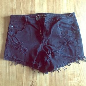 American Eagle Black High-Waisted Jean Shorts