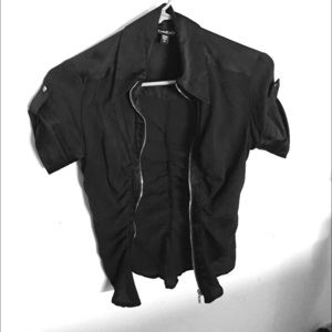 Bebe Black Collared Half Sleeve Blouse