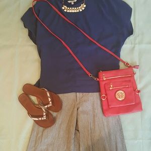 Wide leg seersucker pants