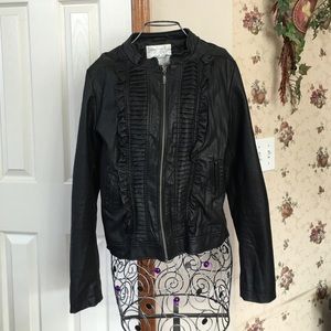 Black Faux Leather Tuxedo Jacket