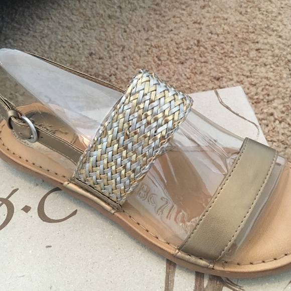 Born burnished gold and silver sandals