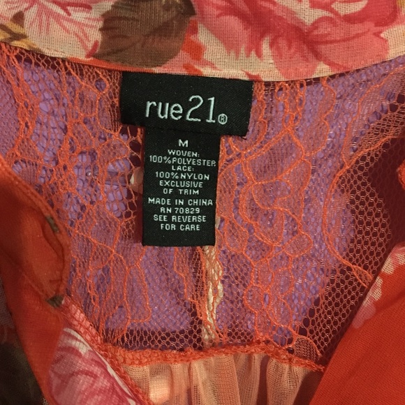 Orange, floral top - Picture 2 of 2