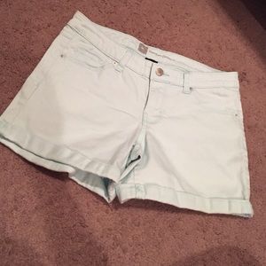 Light blue denim shorts