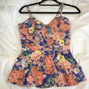 Hot Miami Styles floral peplum tank