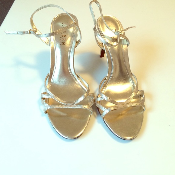 8.5 Strappy Gold Pumps
