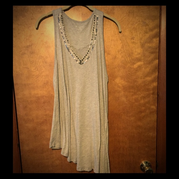 Asymmetrical Sleeveless Knit Top Sequins 18/20