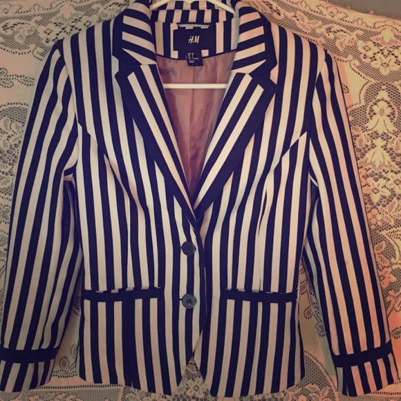 H&M navy blue striped blazer