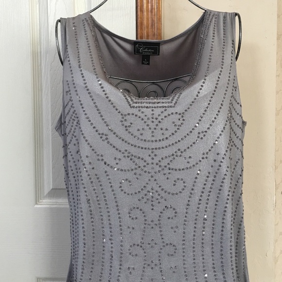 Grey Party Top with Sequins - Picture 2 of 4