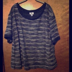 Black Gray Short Sleeved Knit Top XXL