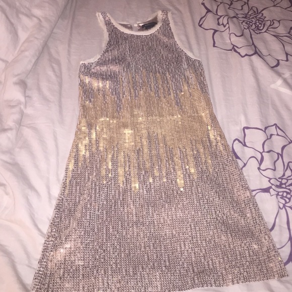Silver and gold sequins dress BCBG.