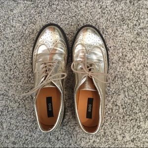 BDG metallic gold oxfords