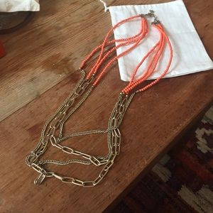 Coral beaded long necklace