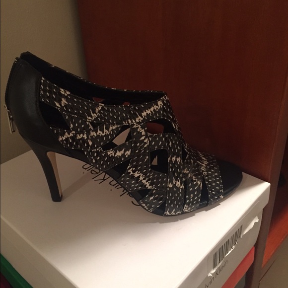 Calvin Klein open toe bootie heels