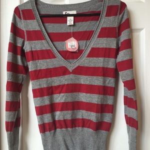 Red & gray striped sweater