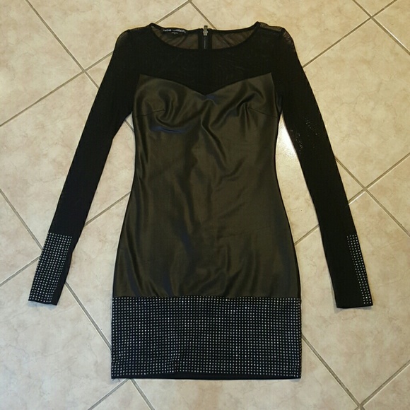 BEBE STUDDED LITTLE BLACK DRESS