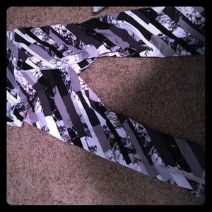 Black, white, and gray leggings