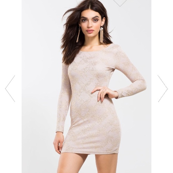 Dust rose with Gold sparkle bodycon night dress