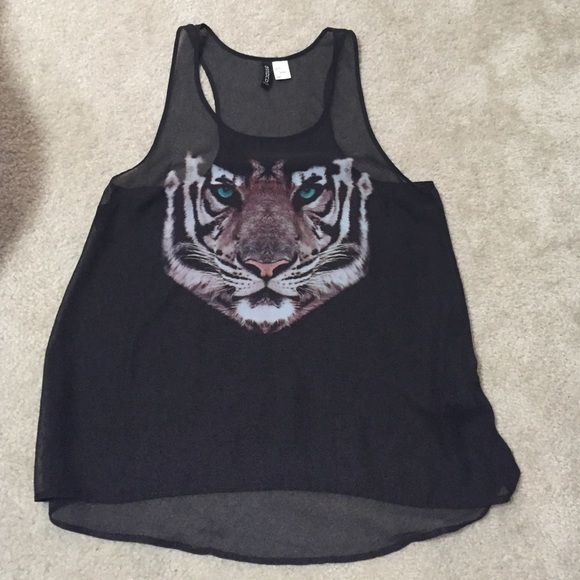 H&M Tops - Sheer Tiger Top!