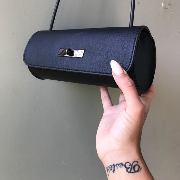 Statement Style tube Handbag bag w rubber handles - Picture 2 of 8