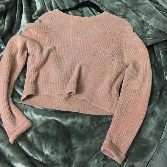 Pink sweater crop top from TOPSHOP