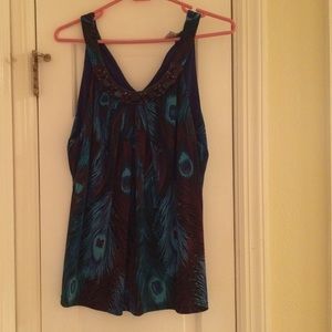 Peacock blue and brown shirt Medium